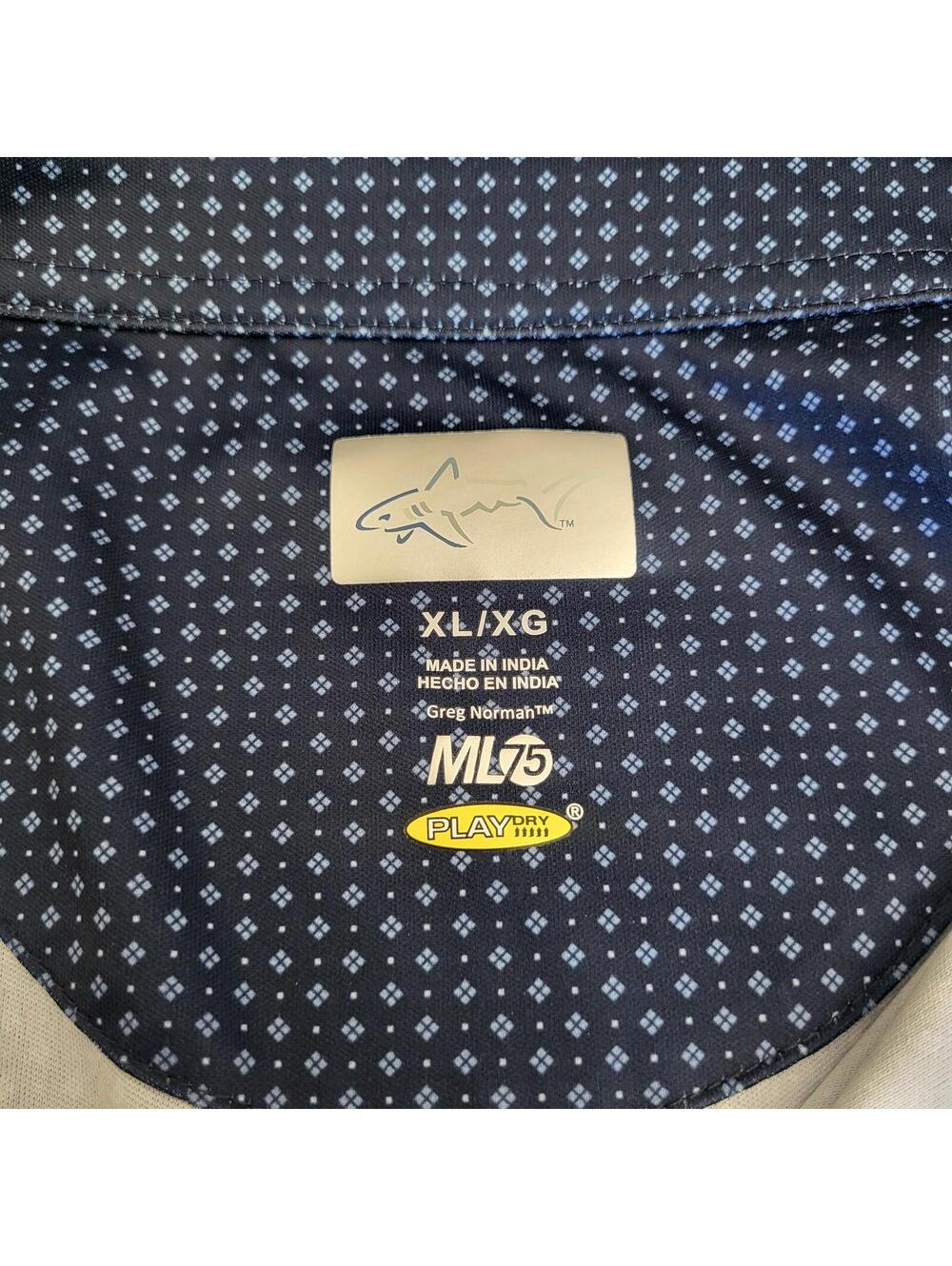Greg Norman ML75 PlayDry Navy Blue Patterned Polo Shirt XL